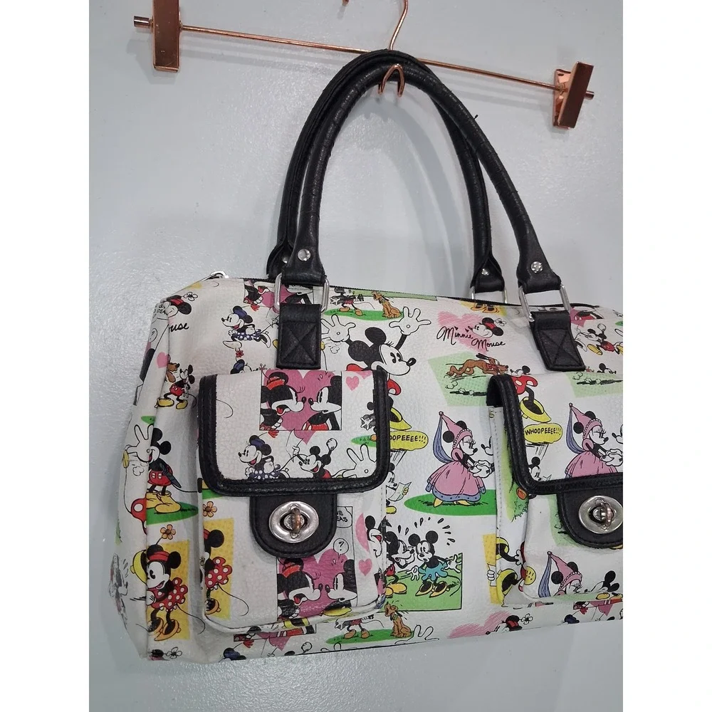 Disney Parks Mickey Minnie Mouse Comic Strip Satchel Bag White Multi F964-3476-9